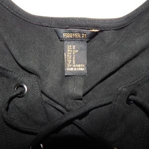 Faux suede black lace up dress